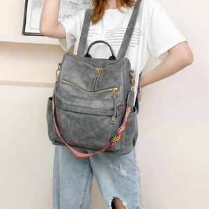 vegan leather zipper detail mini backpacks